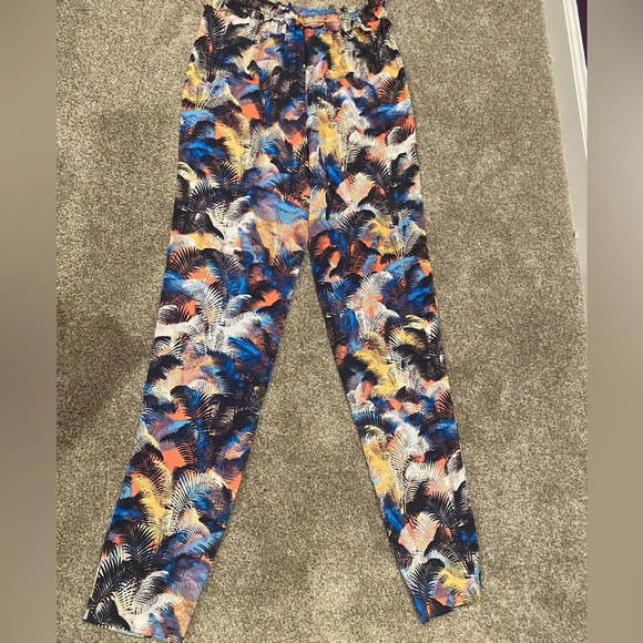 RACHEL Rachel Roy Multicolor Palm Trees Tropical Tie Elastic Waist Pants Sz XS - Picture 6 of 8